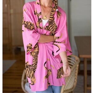 Emerson Fry India Collection Frete Kimono Pink Tiger Aurora Fete